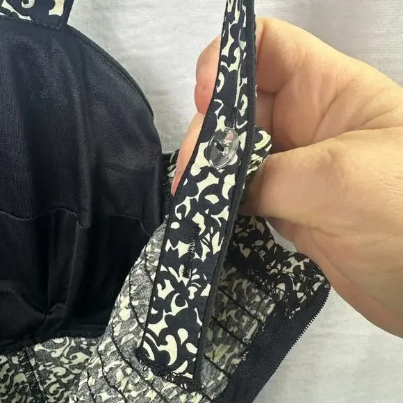 R&K Originals VTG Women's Strap Floral Dress Black/White fit and flare Sz 12 - Picture 12 of 16